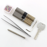 Multilock one sided repinnable cut-away practice lock for lock picking