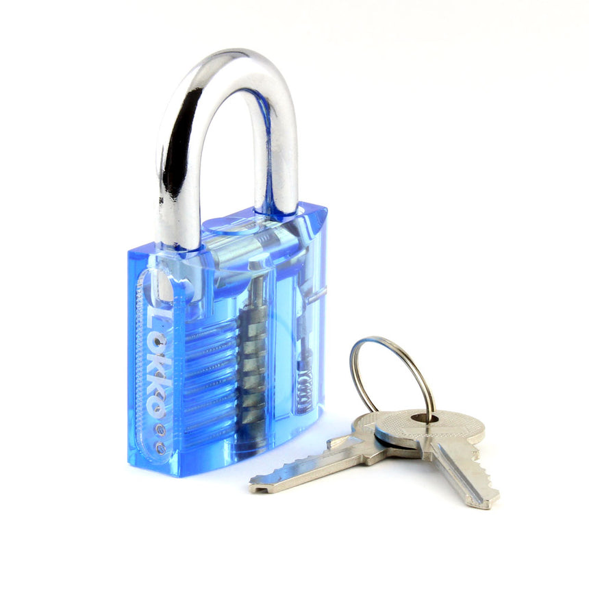 Lokko Spool pin medium practice padlock shackle closed with keys