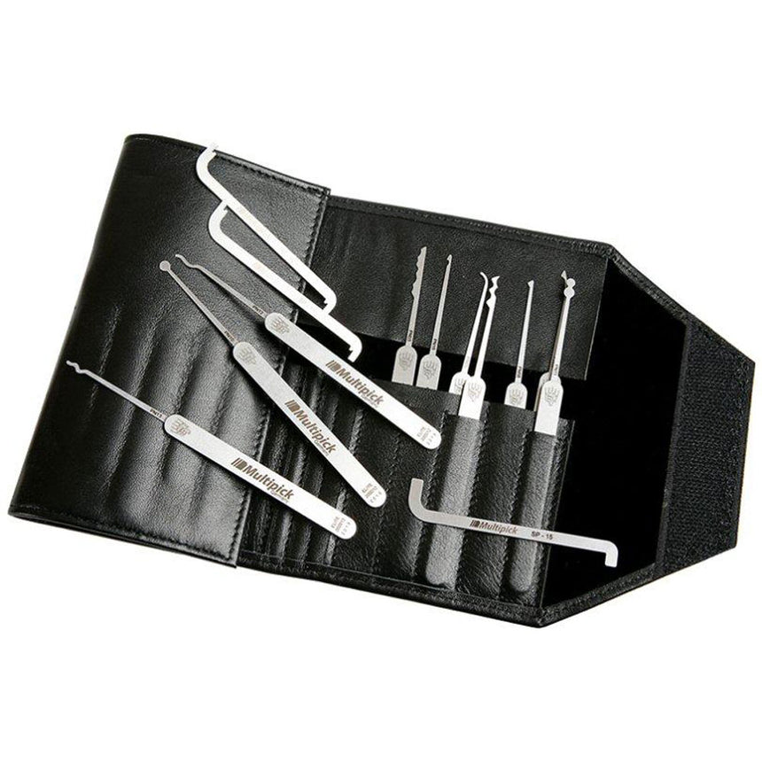 Multipick ELITE Super-Pick Set 27 Pieces + 10 Bogota Picks - open