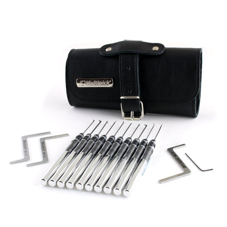 Multipick ELITE G-Pro Dimple Lock Pick Set with Leather Wallet - Side View LPW