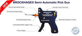 Brockhage Semi-Automatic Lock Pick Gun + 15 Needles