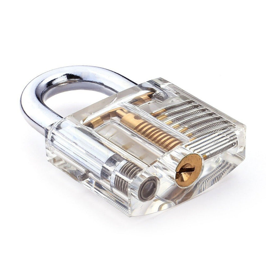 Clear Lock Picking Practice Padlock Angled view