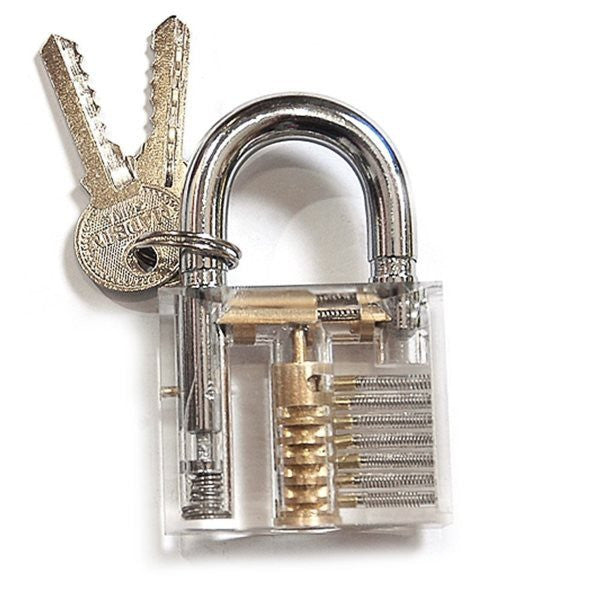 KAK Transparent Visible Pick Cutaway Practice Padlock Lock With Broken Key  Removing Hook Kit Extractor Set