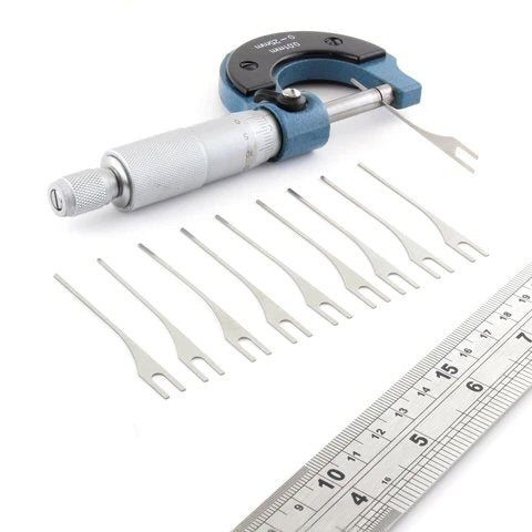 pick gun needles + ruler +micrometer