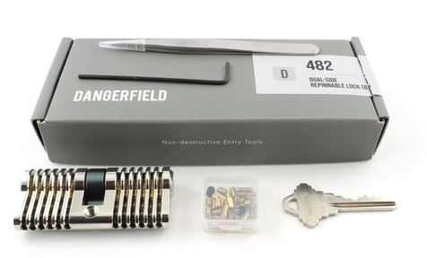 Dangerfield Brushed Aluminum Repinnable Lock all Displayed