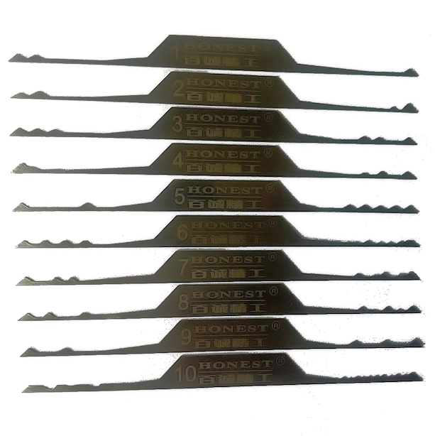 10 Piece Honest Wave Lock Rake Set for Lock Pickers - UKBumpKeys